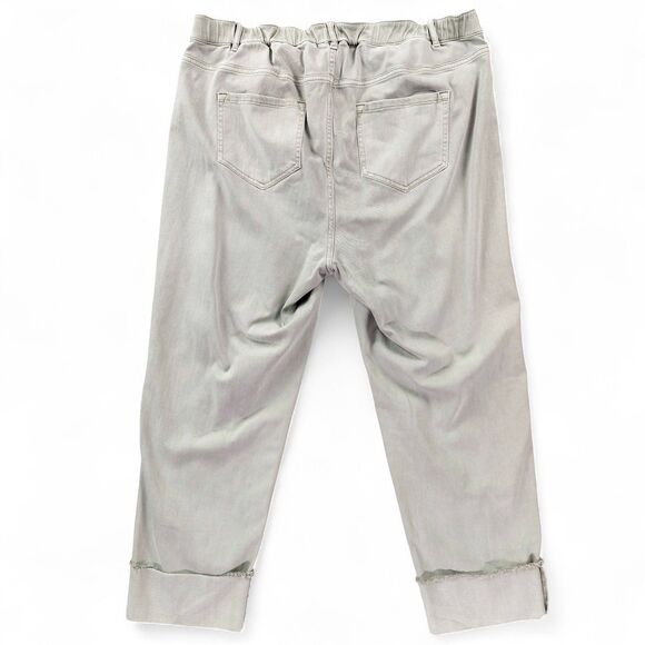 J. Jill Women’s High Rise Green Denim Crop Jeans 18 Cuffed Stretch Straight Leg - Picture 2 of 12